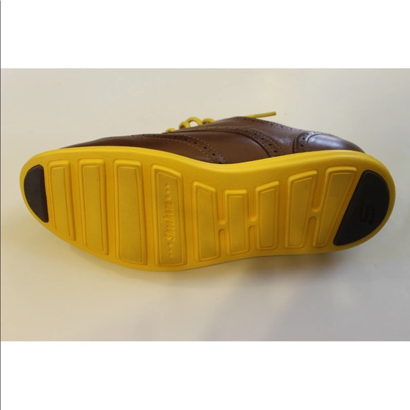 NWT Sketchers Women Brogue Brown W Yellow Sole Lace Up Shoes Light Weight 9.5 - Picture 7 of 10
